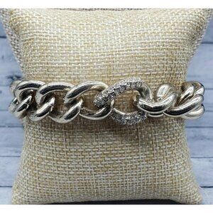 Victoria's Secret Gold Tone Chain Link Bracelet Rhinestones Toggle Clasp 8 in.